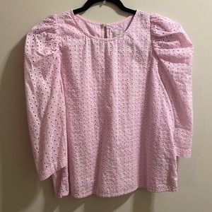 a new day XL pink lined eyelet blouse with 3/4 sleeves